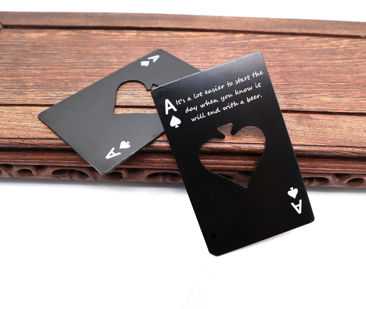 Personalized Bottle Opener With Custom Message | Engraved Bottle Openers With Portrait Image | Ace of Spade Beer Bottle Opener Birthday Gift
