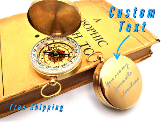 Personalized Compass With Engraved Name | Custom Pocket Compass Gift For Communion, Graduation, Anniversary, Hiking Gifts, Baptism Compass