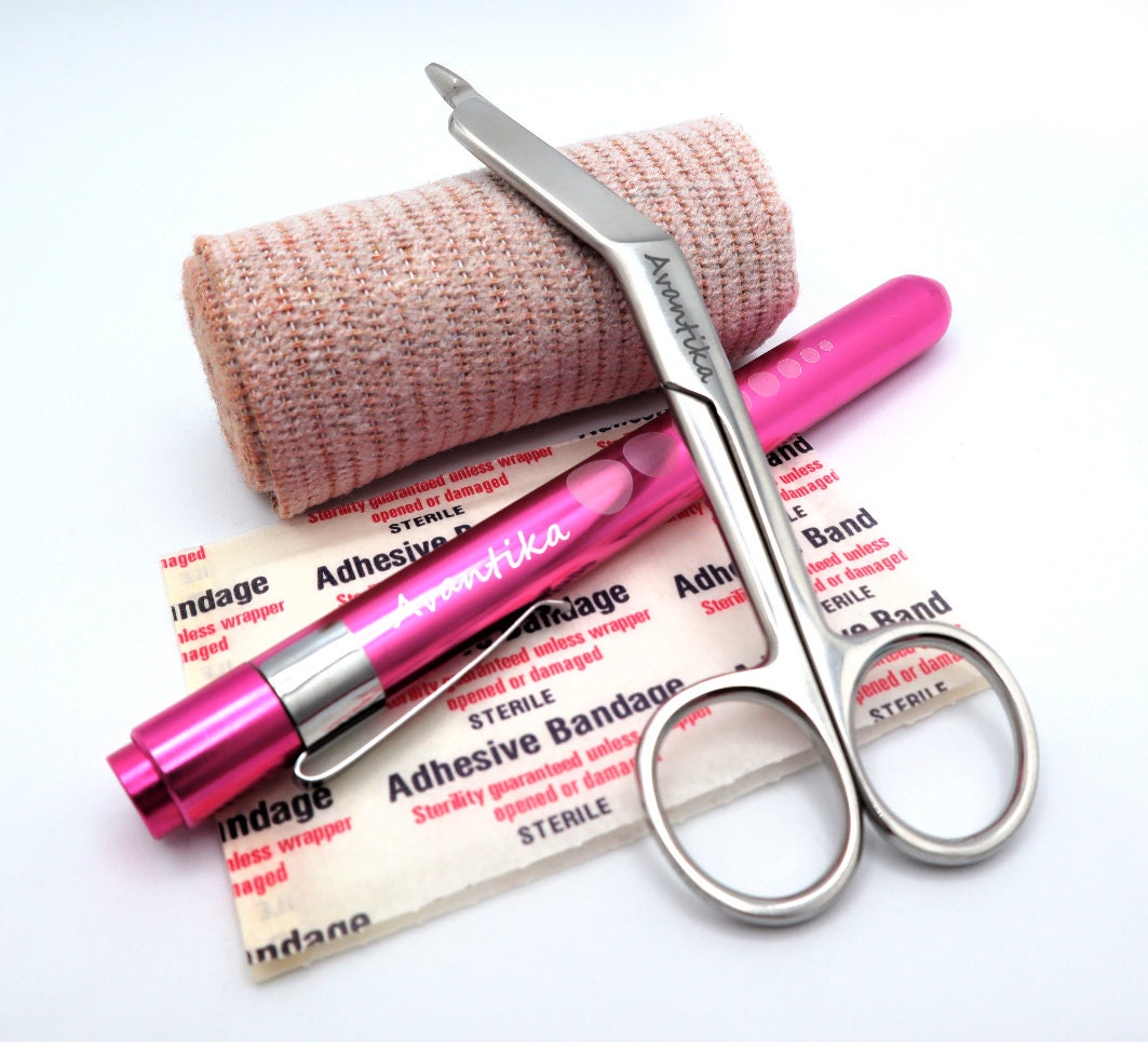 Personalized Nurse Appreciation Gift Set With Bandage Scissor And Penlight, Pen Light For Nursing Students Veterinary Vet Tech And Gift Set