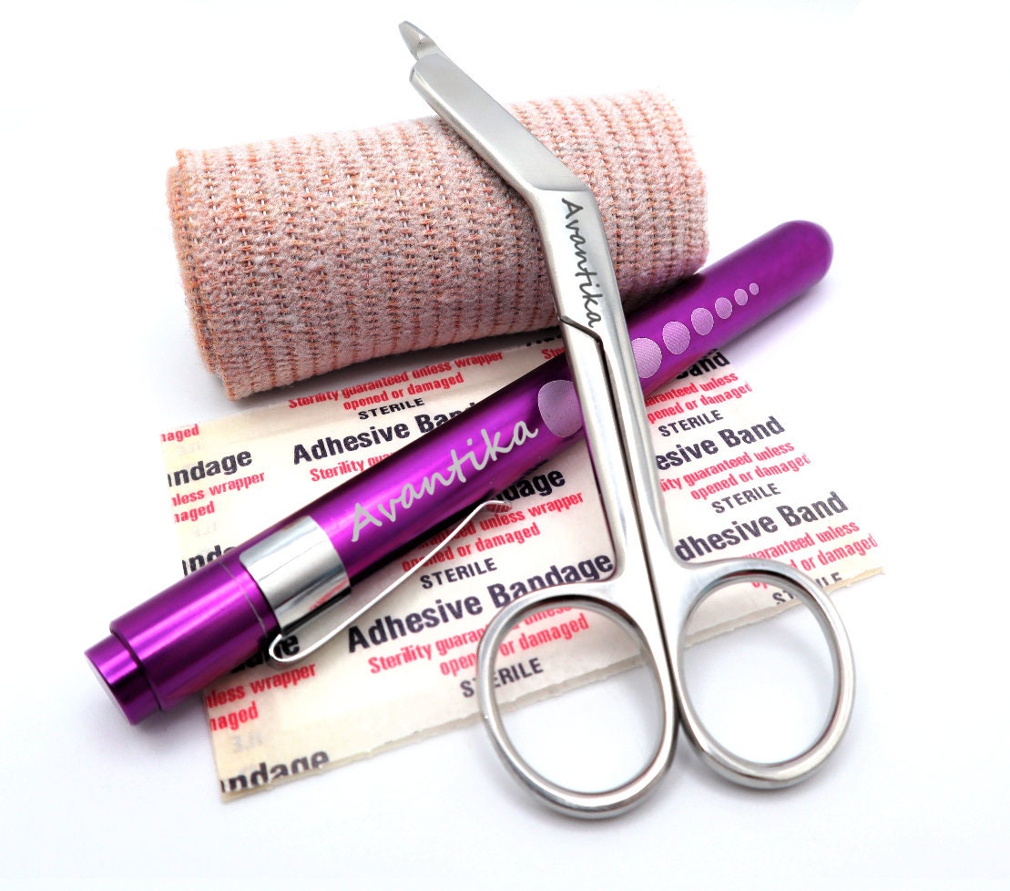 Personalized Nurse Appreciation Gift Set With Bandage Scissor And Penlight, Pen Light For Nursing Students Veterinary Vet Tech And Gift Set