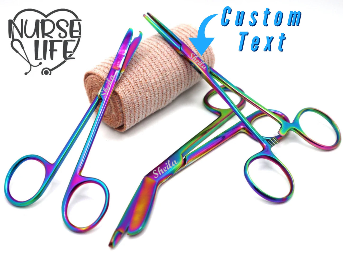 Personalized Nurse Gift Set With Bandage Scissor, Hemostat, Suture Scissor | Gift For Nursing Students, Vet Tech Gift Ideas, RN Stethoscope
