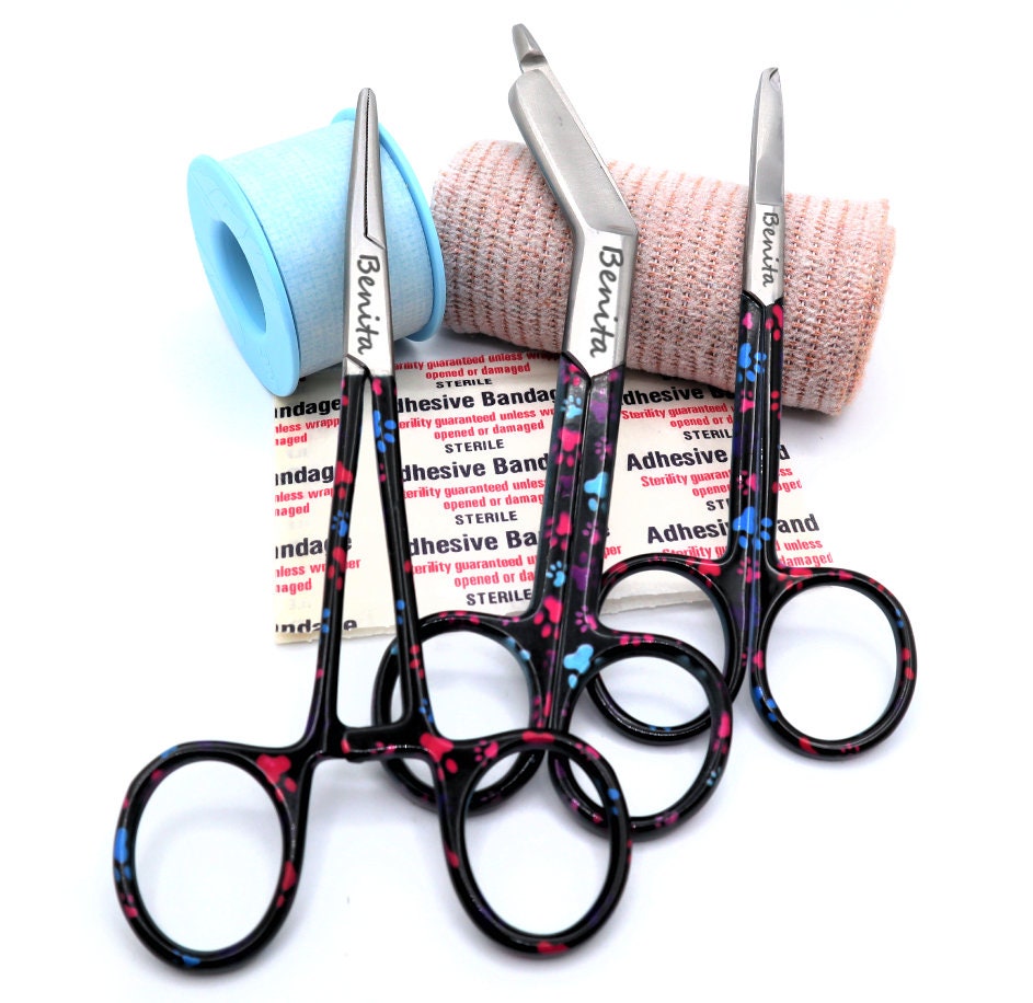 Personalized Vet Tech Gift Set With Bandage Scissor, Hemostat, and Suture Scissor Paw Print | Nursing, Veterinary & Nurse Graduation Gifts