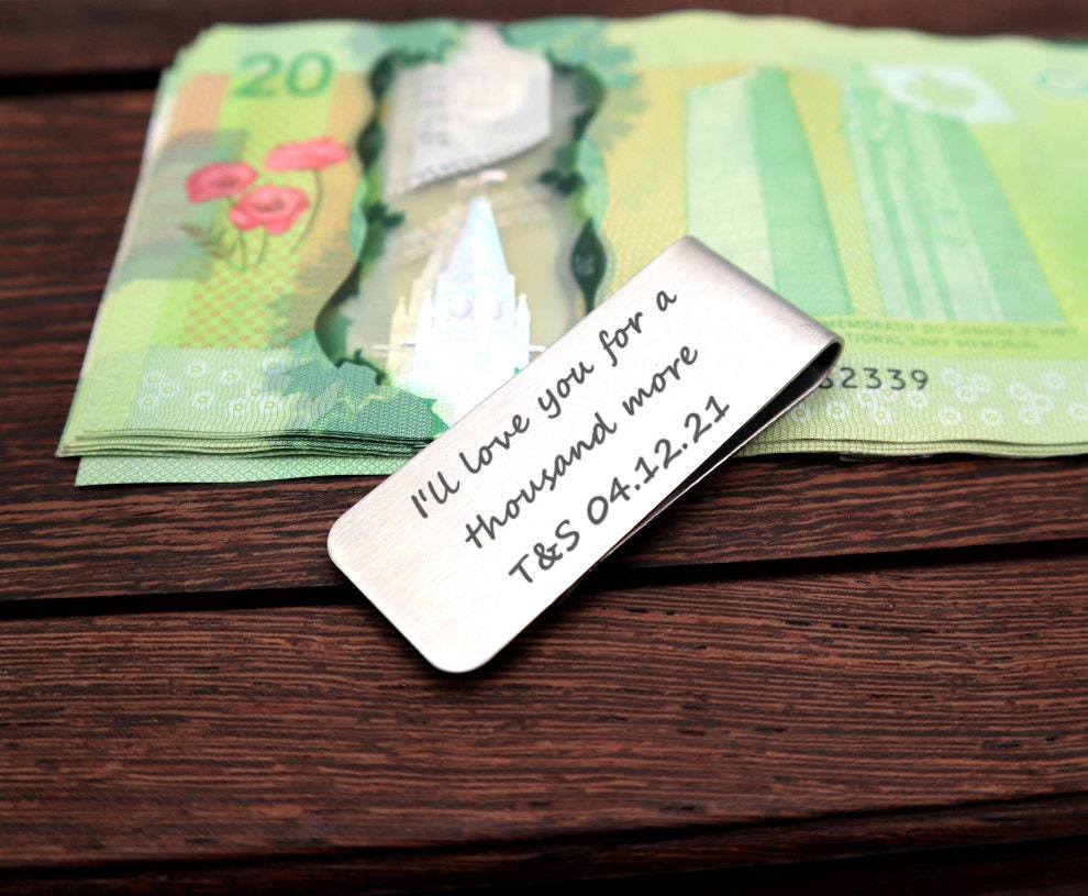 Personalized Money Clip Gift With Your Custom Engraved Message To Give As Birthday Gifts, Father Of The Bride, Groomsmen, And Gift For Dad