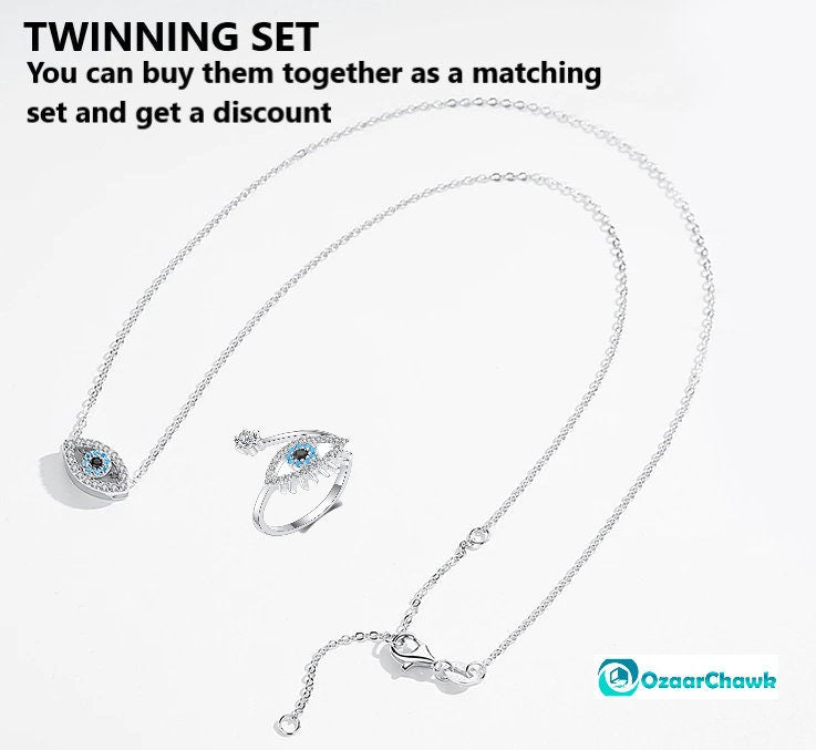 Evil Eye Necklace Pendant With A Silver Dainty Chain, Minimalistic Turkish Blue Nazar Valentine Pendant To Protect From Evil and Lucky Charm