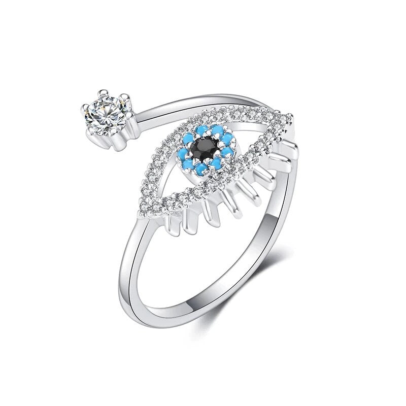 The Adjustable Evil Eye Protection Ring, Featuring A Nazar Eye, A Delicate Eye Of Horus Design, And A Turkish Blue Evil Eye, Makes A Perfect Gift For Her