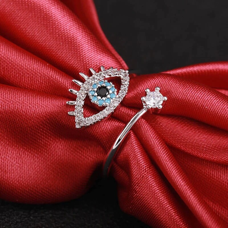 The Adjustable Evil Eye Protection Ring, Featuring A Nazar Eye, A Delicate Eye Of Horus Design, And A Turkish Blue Evil Eye, Makes A Perfect Gift For Her