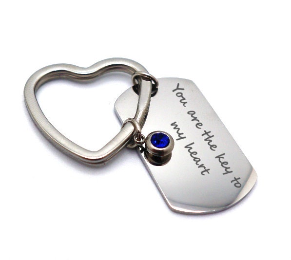 Personalized Keychain To Give As A Valentne Gift For Her With Your Love Message Custom Laser Engraved With A Heart Shape Key Ring Holder
