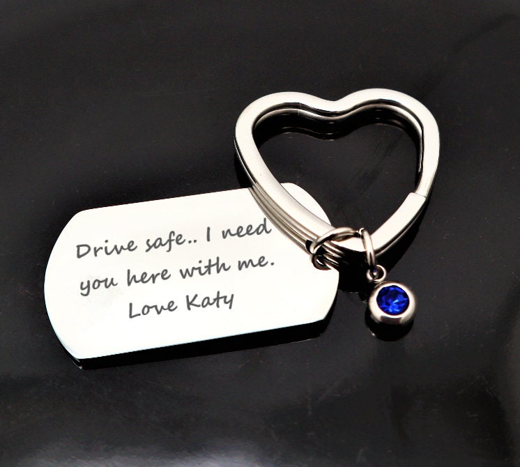 Personalized Keychain To Give As A Valentne Gift For Her With Your Love Message Custom Laser Engraved With A Heart Shape Key Ring Holder