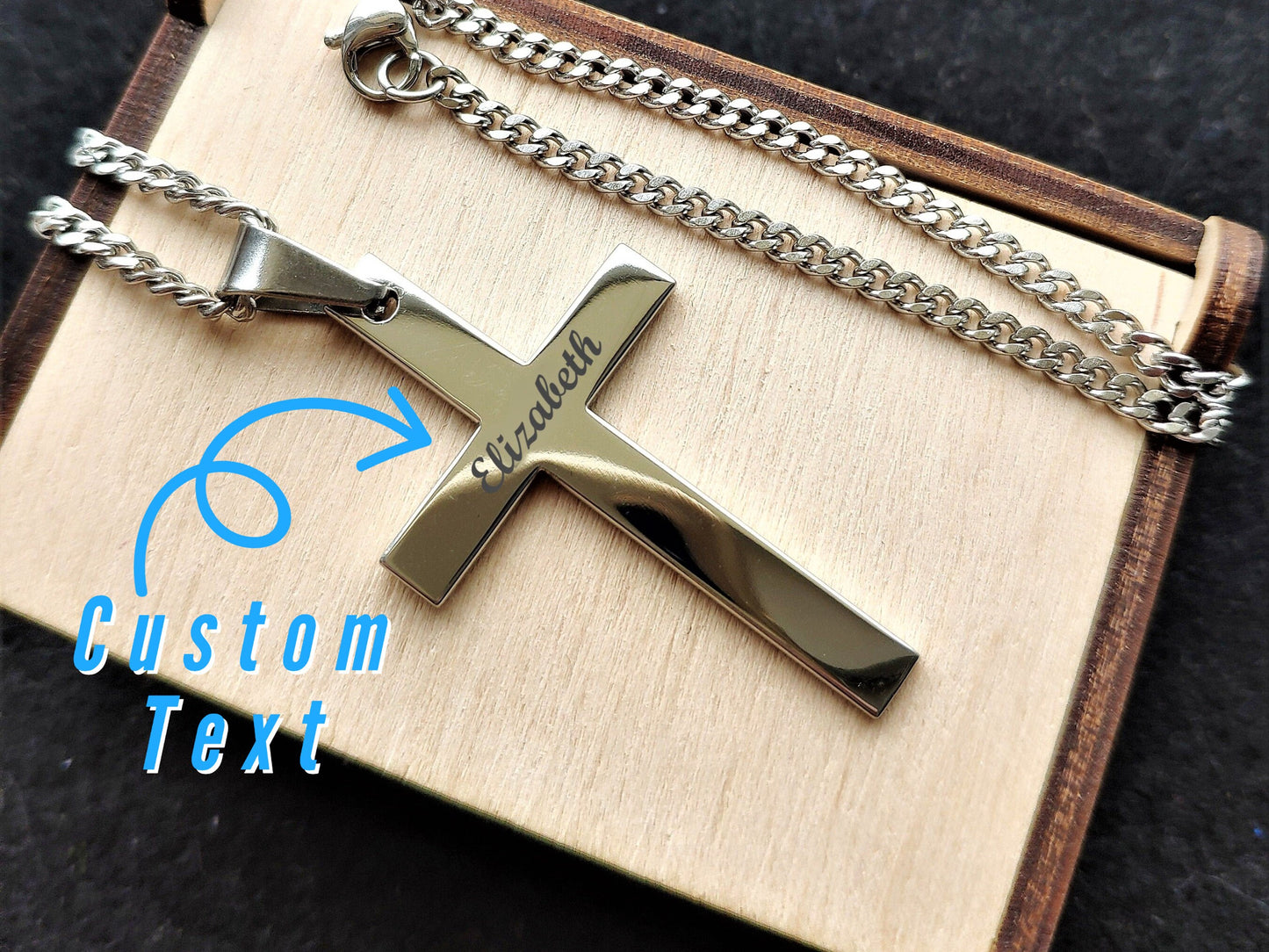 Personalized Cross Necklace With Your Name For Women and Men, Custom Engraved Cross Pendant Confirmation Gift, Cross Necklace Baptism Gift