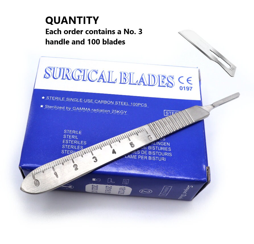 Personalized Derma Carving Kit With 100 Scalpel Blades, Blade Remover And Handle # 3 For Leather Cutting DIY Art Kraft Hobby Sculptor Tool