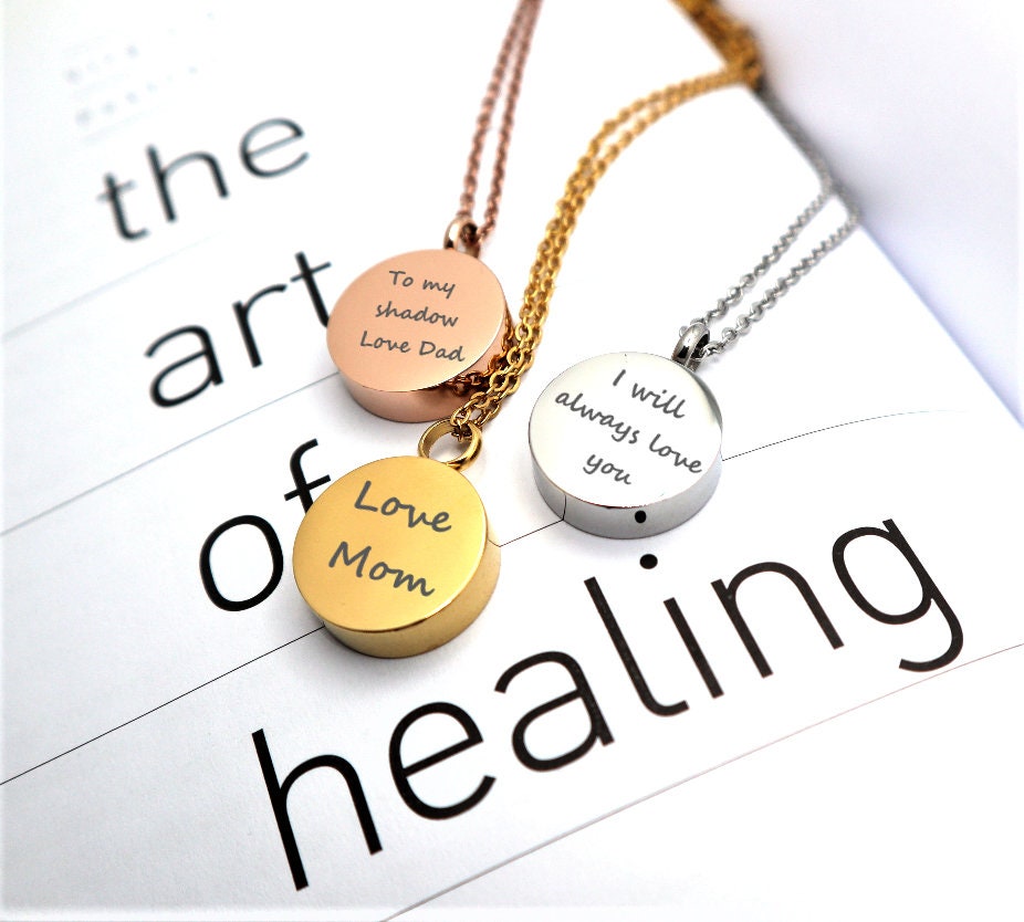 Personalized Cremation Ash Urn Pendant Necklace | Custom Memorial Urn Necklace For Human Ashes | Engraved Jewelry For Pet or Human Ashes