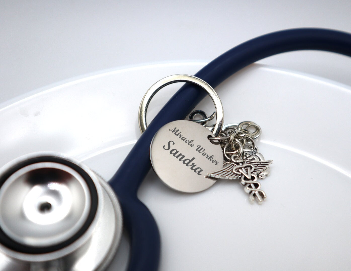 Custom Engraved Nurse Appreciation Gift For Nurse, Personalized Stethoscope ID Tag With Charm, Nursing Student Gift, Stethoscope Name Tag