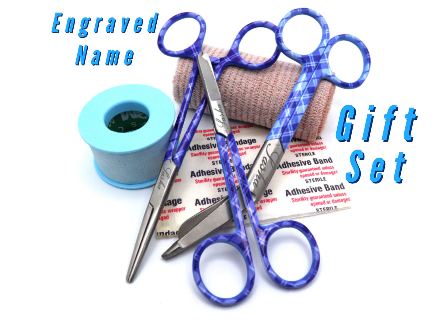 Personalized Gift Set For Nurse With Bandage Scissor, Hemostat, Suture Scissor | Vet Tech, Veterinary & Nursing Student Graduation Gifts