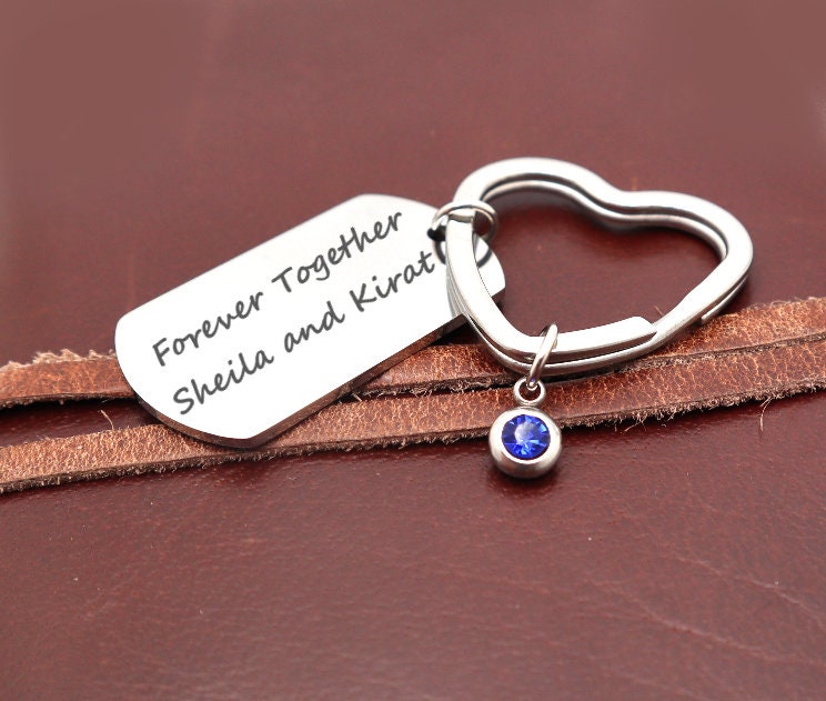 Personalized Keychain To Give As A Valentne Gift For Her With Your Love Message Custom Laser Engraved With A Heart Shape Key Ring Holder