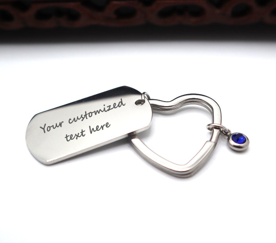 Personalized Keychain To Give As A Valentne Gift For Her With Your Love Message Custom Laser Engraved With A Heart Shape Key Ring Holder