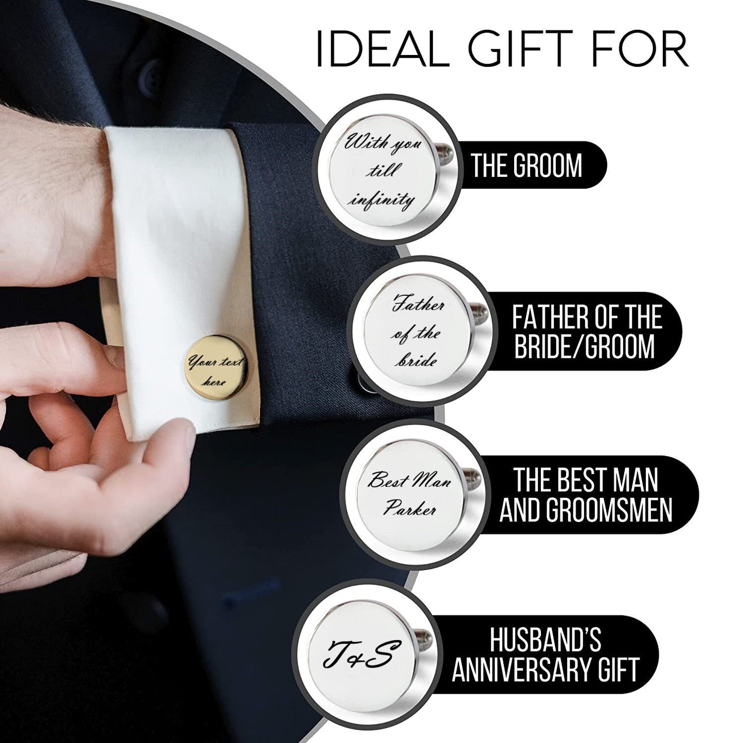 Cufflinks Personalized For Special Occasions Such As Gift For Husband, Groomsmen, Father Of The Bride, Wedding Cufflink, And Gift For Him