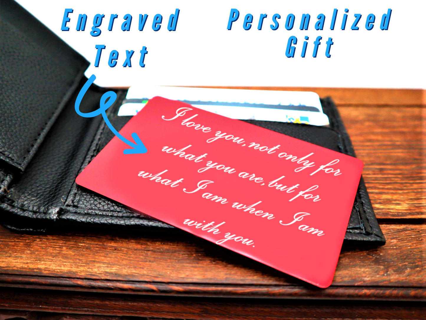Wallet Card Personalized Insert With Your Actual Handwritten Love Message To Give As Gift For Her And Him | Long Distance Personalized Gift