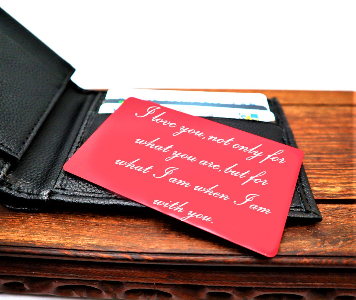 Wallet Card Personalized Insert With Your Actual Handwritten Love Message To Give As Gift For Her And Him | Long Distance Personalized Gift