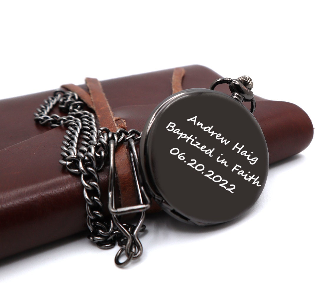 Personalized Pocket Watch For Groomsmen | Custom Pocket Watch Chain for Groomsman | Engraved Watch For Father of the Bride Wedding Gift