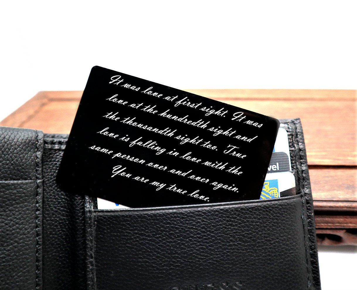 Wallet Card Personalized Insert With Your Actual Handwritten Love Message To Give As Gift For Her And Him | Long Distance Personalized Gift