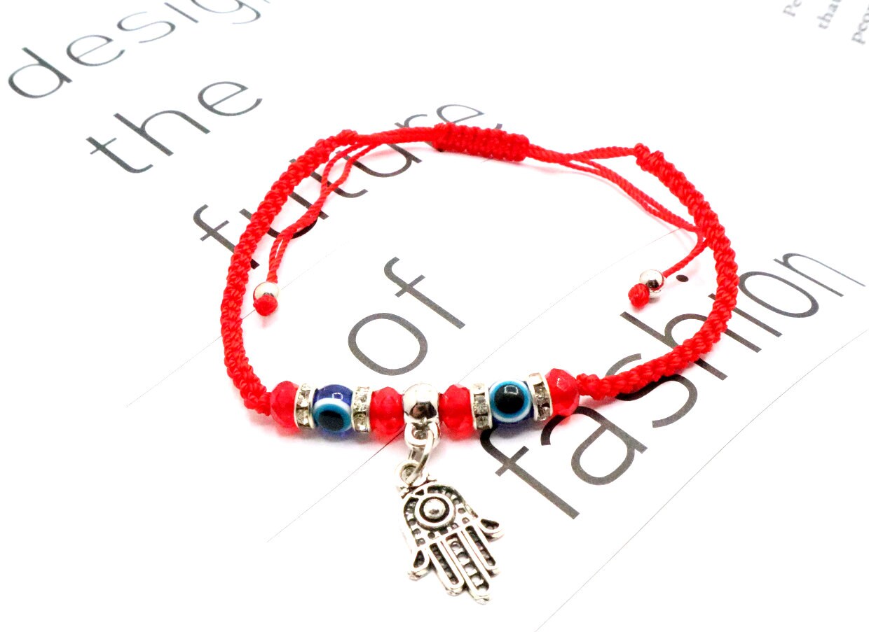 Evil Eye Bracelet Jewelry Personalized With A Hamsa Hand of Fatima, Hamsa Bracelet, Nazar Protection Bracelet With Good Luck Lucky Charm