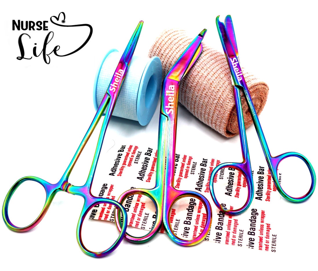 Personalized Nurse Gift Set With Bandage Scissor, Hemostat, Suture Scissor | Gift For Nursing Students, Vet Tech Gift Ideas, RN Stethoscope