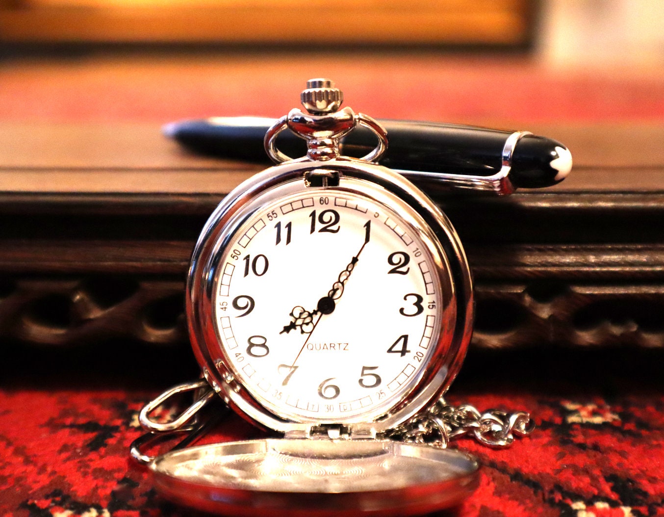Personalized Pocket Watch For Groomsmen | Custom Pocket Watch Chain for Groomsman | Engraved Watch For Father of the Bride Wedding Gift