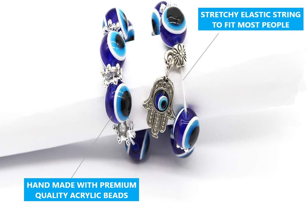Evil Eye Bracelet Jewelry Personalized With A Hamsa Hand of Fatima, Hamsa Bracelet, Nazar Protection Bracelet With Good Luck Lucky Charm