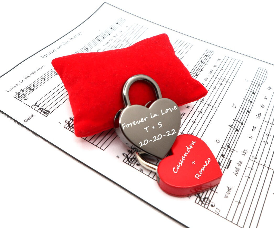 Personalized Love Lock For Valentine And Wedding Gift Engraved With Your Message | Custom Engraved Paris Love Lock Padlock With Heart Shape