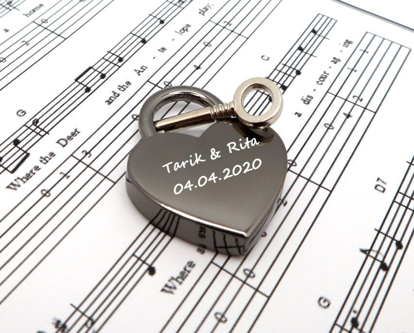 Personalized Love Lock For Valentine And Wedding Gift Engraved With Your Message | Custom Engraved Paris Love Lock Padlock With Heart Shape