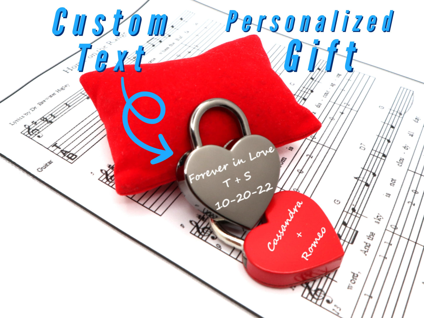 Personalized Love Lock For Valentine And Wedding Gift Engraved With Your Message | Custom Engraved Paris Love Lock Padlock With Heart Shape