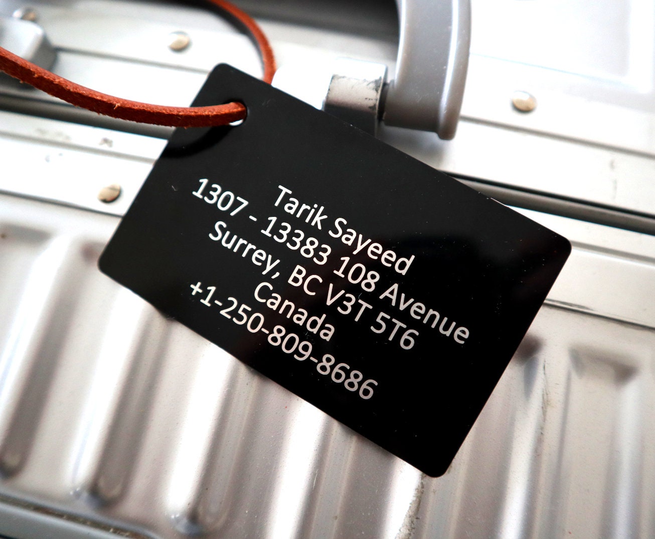 Luggage Tag Personalized For Globetrotter Traveler With Custom Engraved Contact Card | Travel Gift Bag Tag And Luggage Strap Accessory