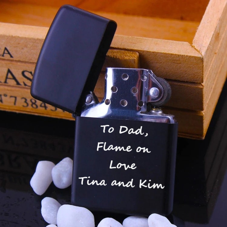 Personalized Lighter With Custom Engraved Name for Gift To Groomsman, Husband, Dad | Cigar Lighter Boyfriend Gift and Wedding Groomsman Gift
