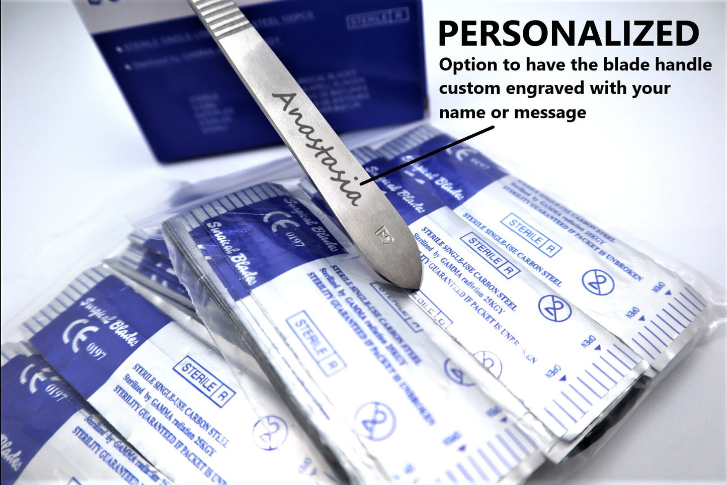 Personalized Derma Carving Kit With 100 Scalpel Blades, Blade Remover And Handle # 3 For Leather Cutting DIY Art Kraft Hobby Sculptor Tool