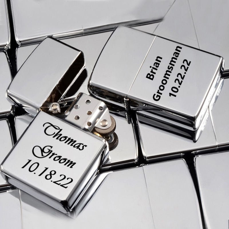 Personalized Lighter With Custom Engraved Name for Gift To Groomsman, Husband, Dad | Cigar Lighter Boyfriend Gift and Wedding Groomsman Gift