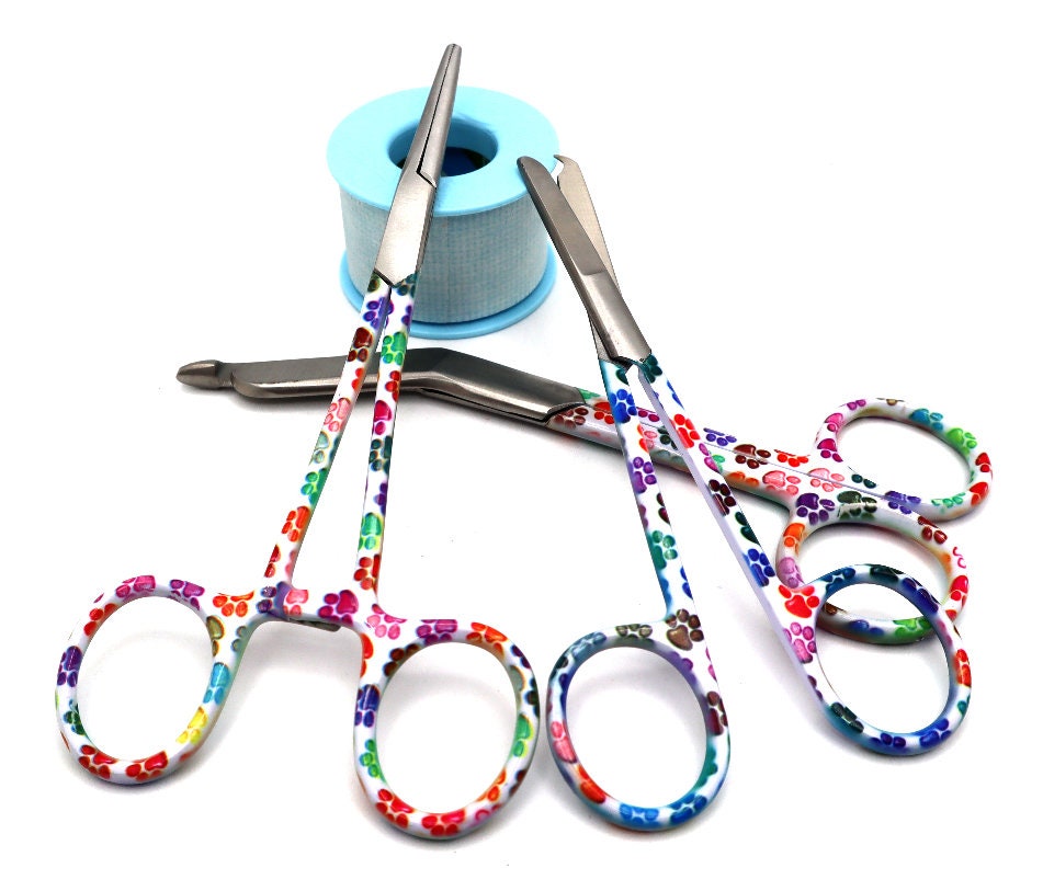 Personalized Vet Tech Gift Set With Bandage Scissor, Hemostat, and Suture Scissor Paw Print | Nursing, Veterinary & Nurse Graduation Gifts