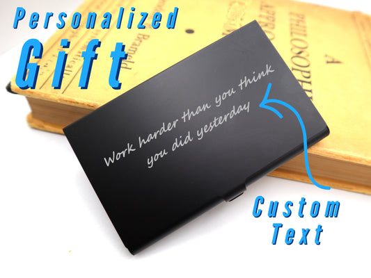 Personalized Business Card Holder, Custom Laser Engraved Sleek Business Cards Holder For Valentines Gift, Office Gift, And Graduation Gift