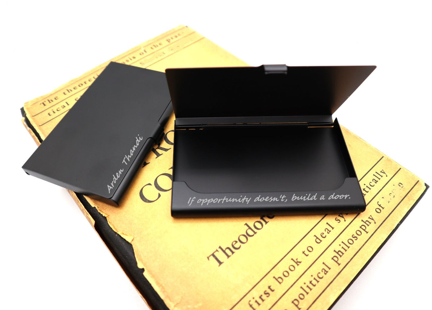 Personalized Business Card Holder, Custom Laser Engraved Sleek Business Cards Holder For Valentines Gift, Office Gift, And Graduation Gift