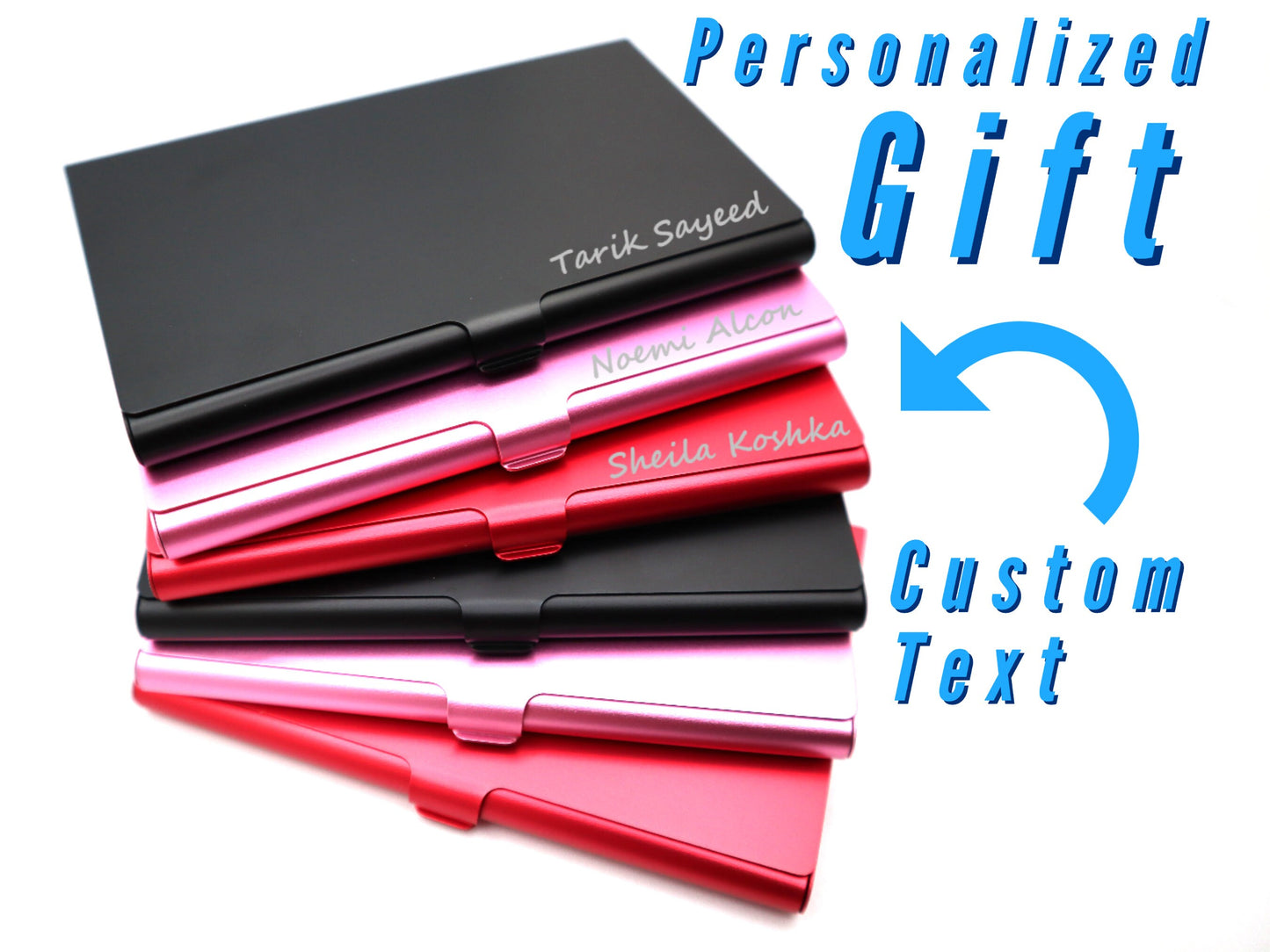 Personalized Business Card Holder, Custom Laser Engraved Sleek Business Cards Holder For Valentines Gift, Office Gift, And Graduation Gift