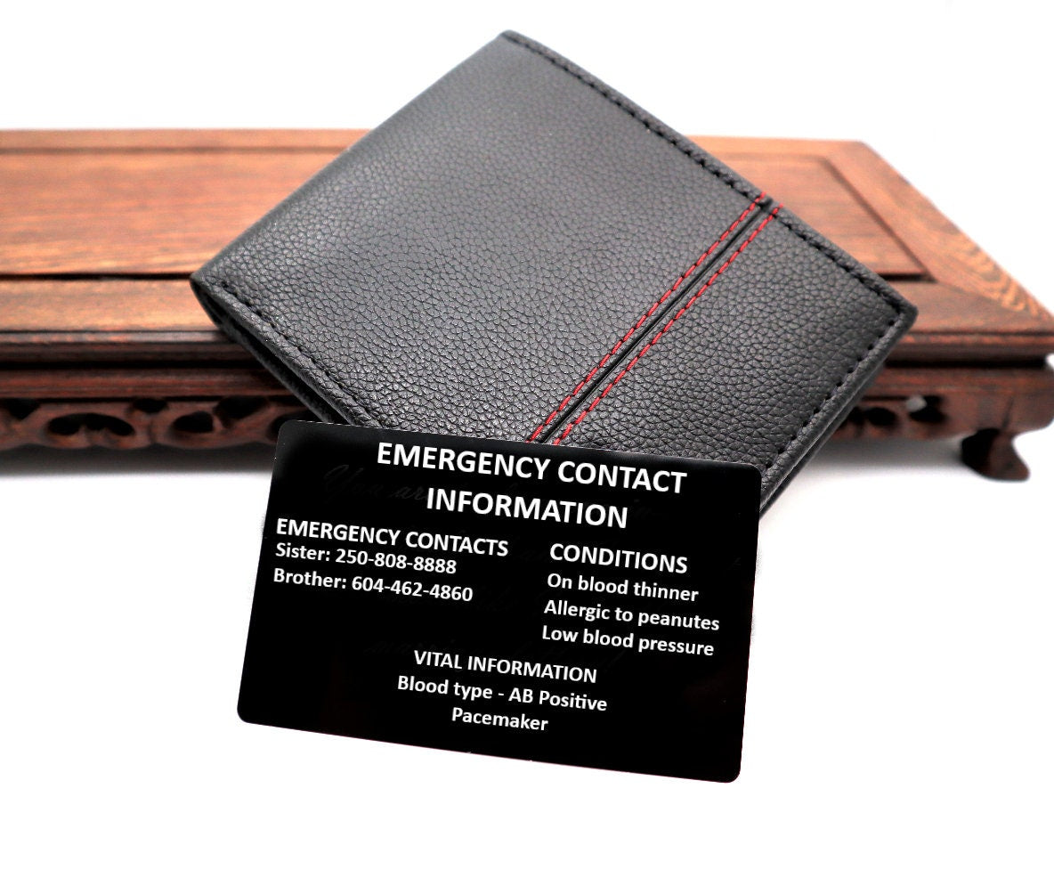 Personalized Medical Alert Bracelet, In Case of Emergency Contact Card, Medical Card Alert Bracelet, Medical Alert ICE ID Card For Emergency