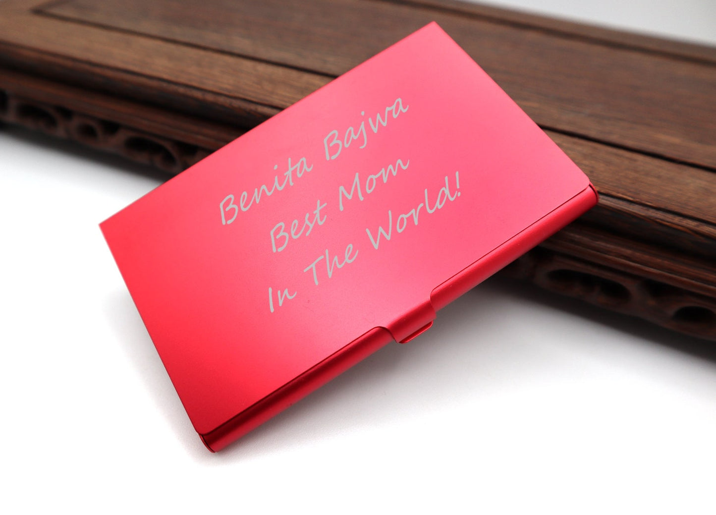 Personalized Business Card Holder, Custom Laser Engraved Sleek Business Cards Holder For Valentines Gift, Office Gift, And Graduation Gift