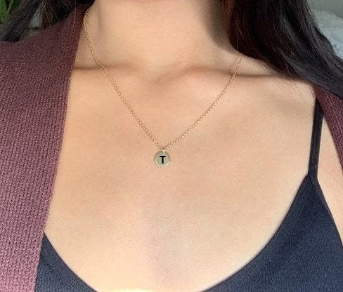 Personalized Mothers Day Gift Initial Name Necklace With Your Special Love Message For Her | Custom Engraved Everyday Disc  Necklace For Mom