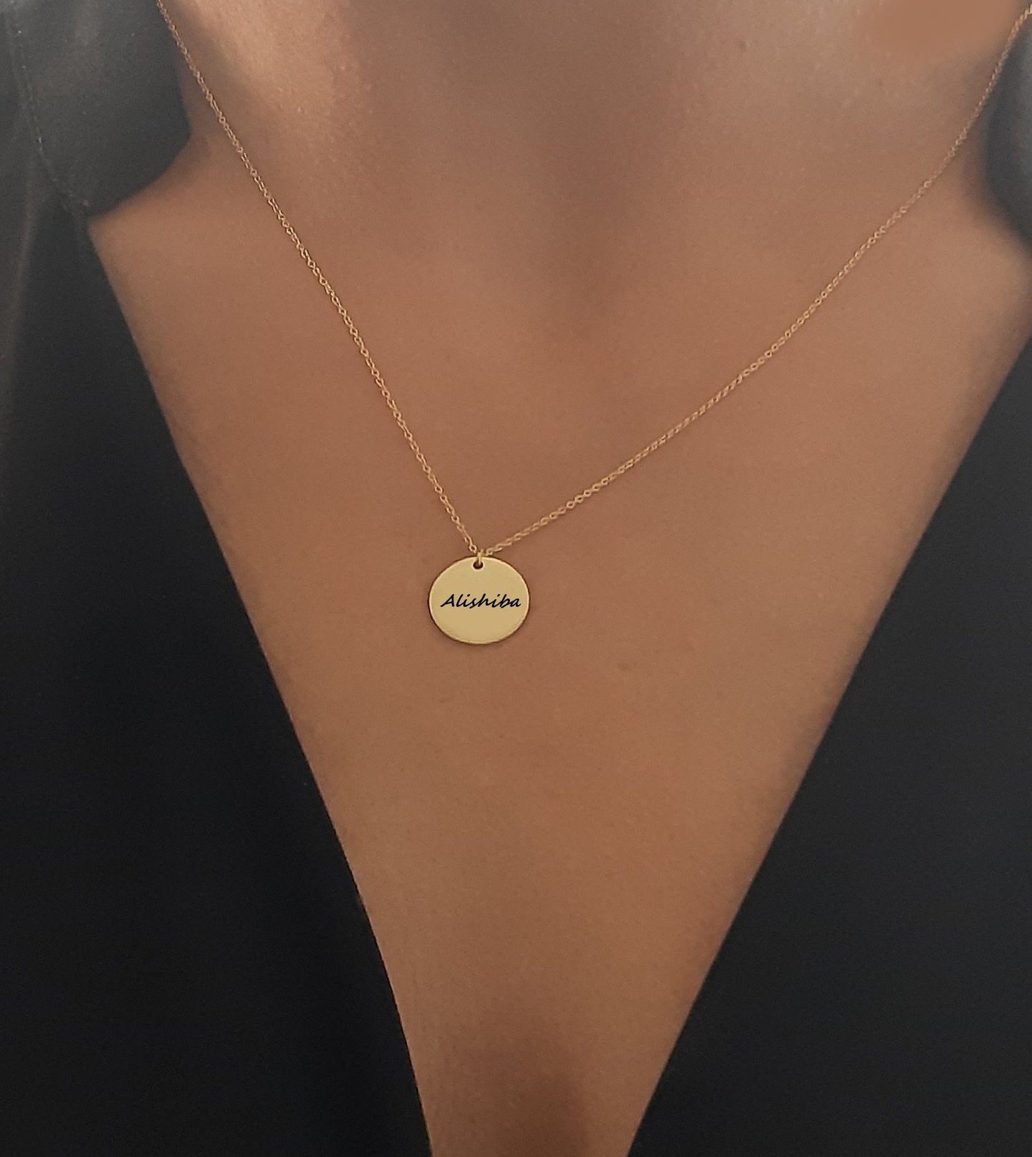Personalized Mothers Day Gift Initial Name Necklace With Your Special Love Message For Her | Custom Engraved Everyday Disc  Necklace For Mom