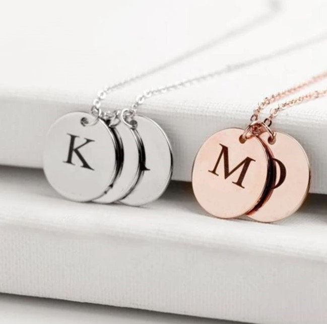 Personalized Mothers Day Gift Initial Name Necklace With Your Special Love Message For Her | Custom Engraved Everyday Disc  Necklace For Mom