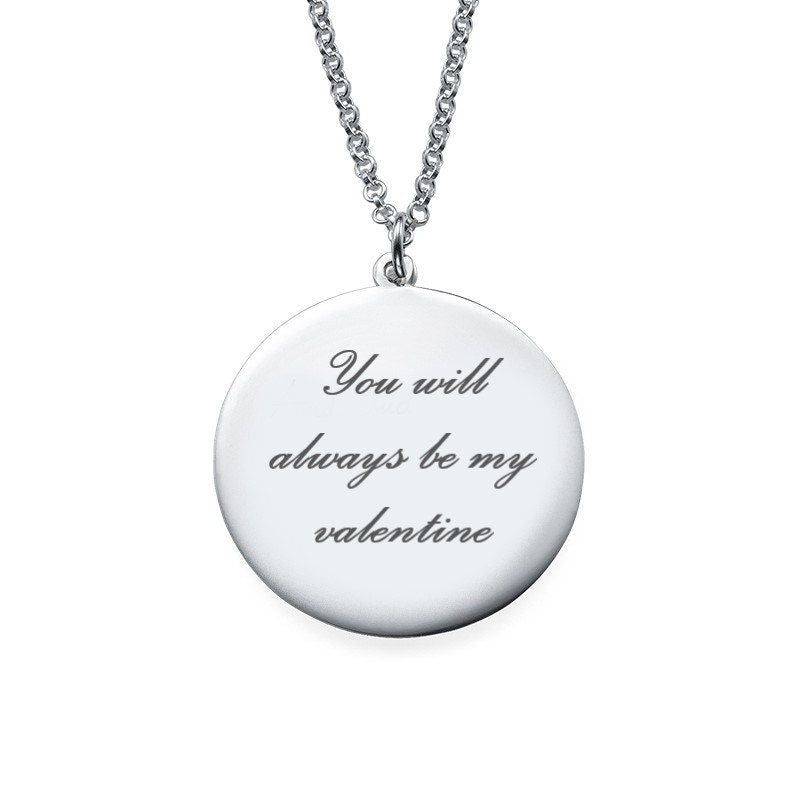 Personalized Mothers Day Gift Initial Name Necklace With Your Special Love Message For Her | Custom Engraved Everyday Disc  Necklace For Mom