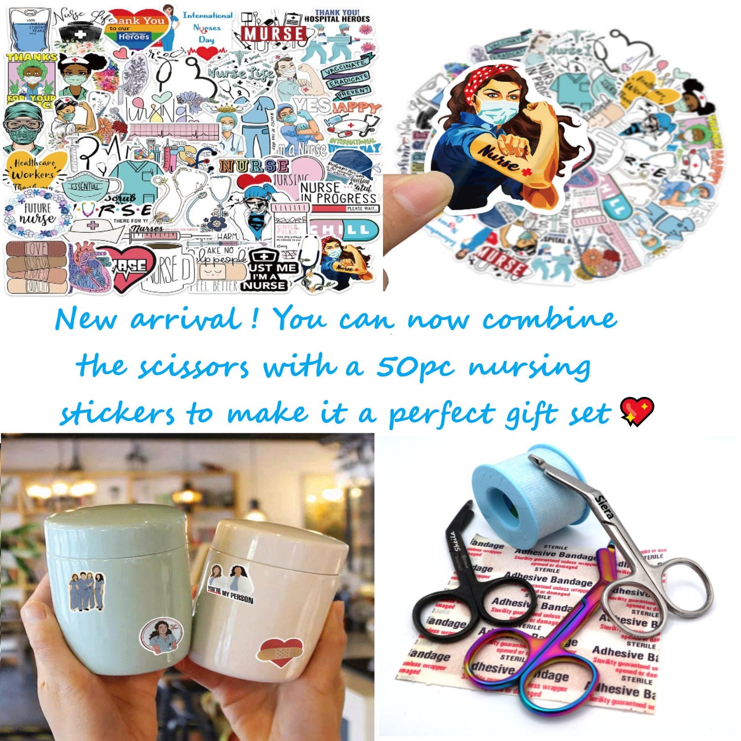 Small Personalized Bandage Scissors With Multi Titanium Polish Ideal For Nurses, Nursing Students, Vet Tech Gift Ideas & Nurse Appreciation
