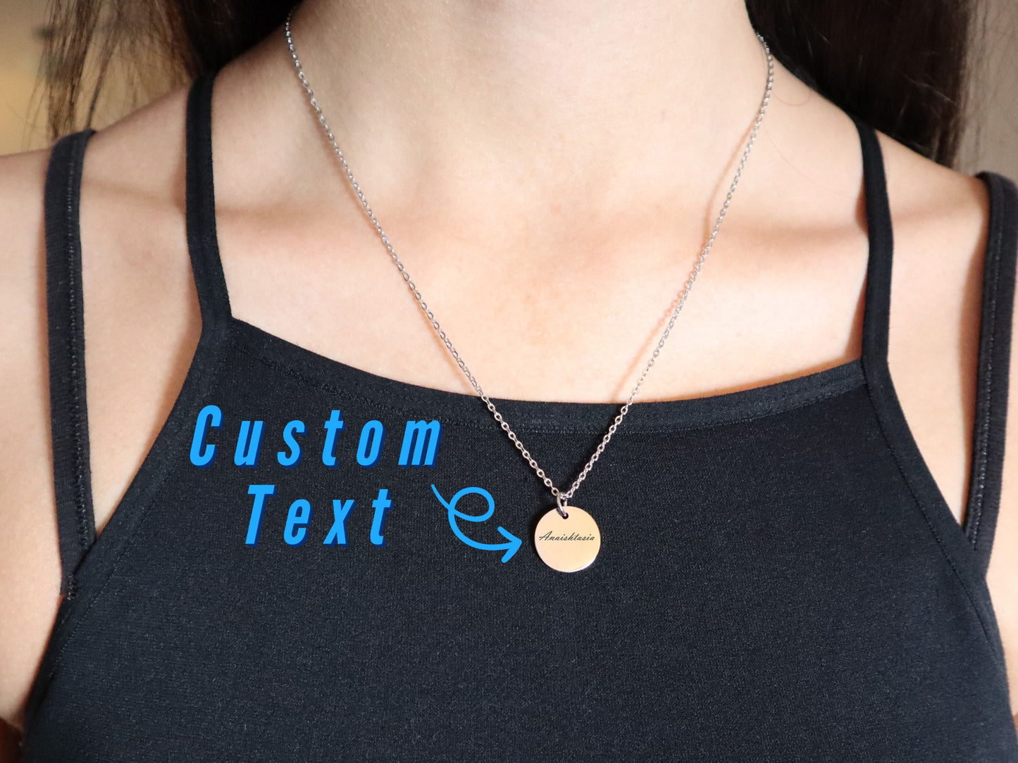 Personalized Mothers Day Gift Initial Name Necklace With Your Special Love Message For Her | Custom Engraved Everyday Disc  Necklace For Mom