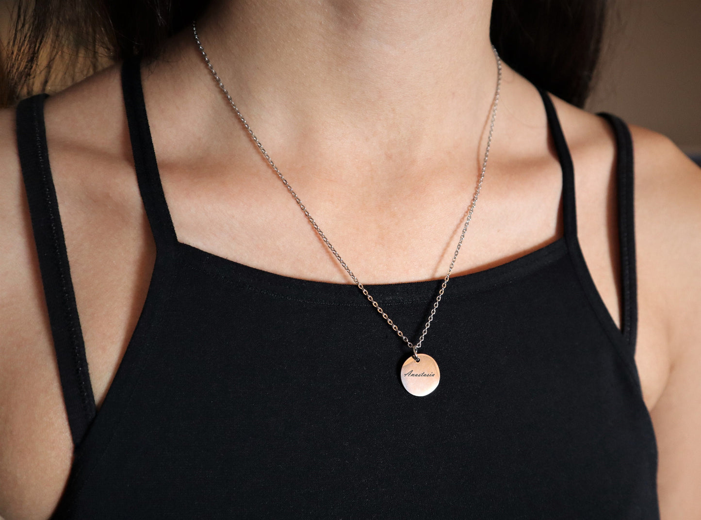 Personalized Mothers Day Gift Initial Name Necklace With Your Special Love Message For Her | Custom Engraved Everyday Disc  Necklace For Mom