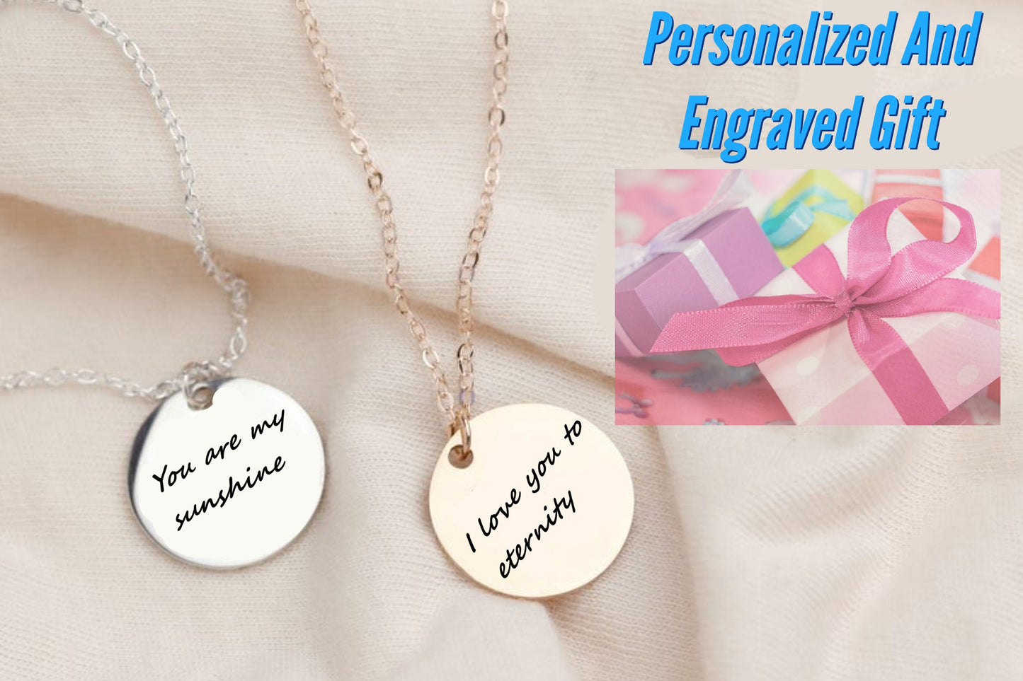 Actual Handwritten Disc Necklace With Your Custom Message To Give As A Special Gift for Valentine And Birthday Gift For Her | Gift For Mom