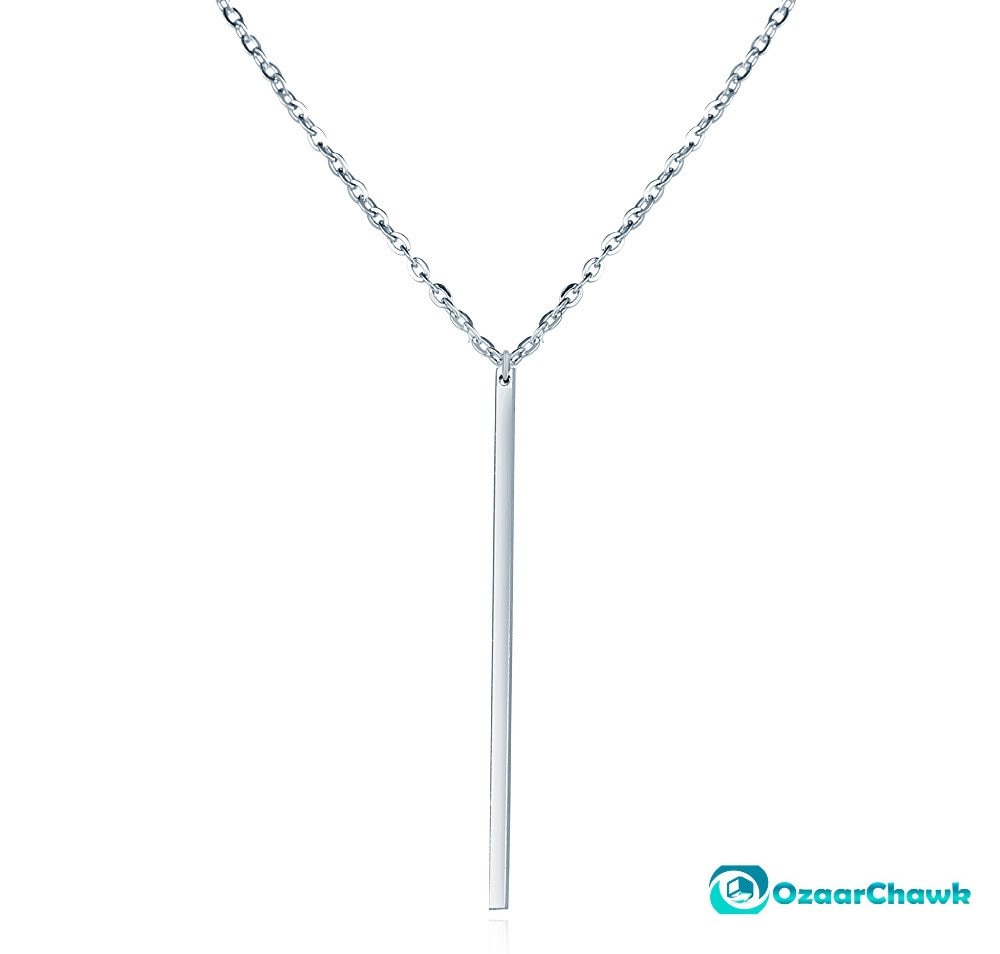 Long Vertical Bar Necklace for Valentines Gift For Her | Silver Bar Necklace For Women | Minimalist Silver Bar Necklace | Silver Bar Jewelry